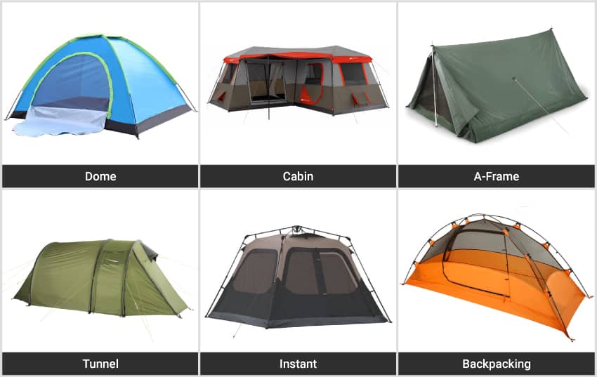 Tents come in several shapes for different kinds of use.