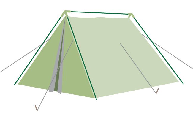 An A-frame tent is the most well known type of tent.