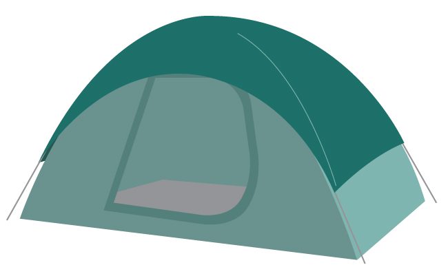 Dome tents typically have 2 intersecting poles that cross over in the middle to create a dome-like shape.