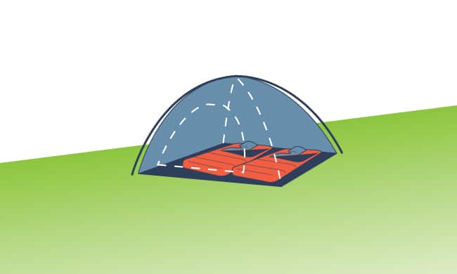 If you pitch your tent at an angle, make sure your head is higher.