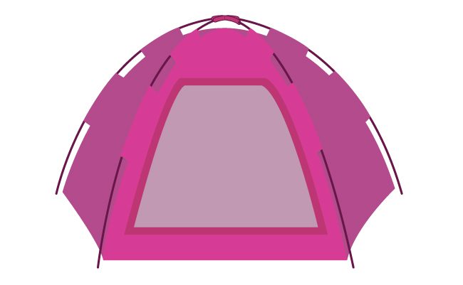 An instant tent comes with pre-attached poles for easy setup.