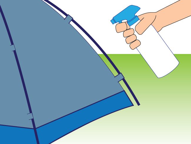 Spray a durable water repellent to prevent water from damaging your tent.